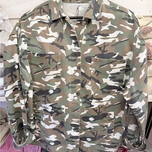 Camouflage Button-Up Shirt Jacket - Green Camo